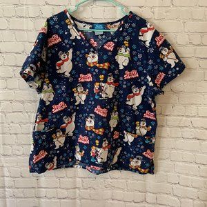 Frosty The Snowman Womens Medical Scrubs Size 2X